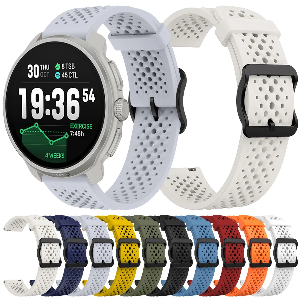 22 mm atmungsaktives Silikon-Uhrenarmband für Suunto Race 2/RACE RUN/RACE S/OCEAN/VERTICAL/9 PEAK PRO/5 PEAK Sportarmband-Zubehör