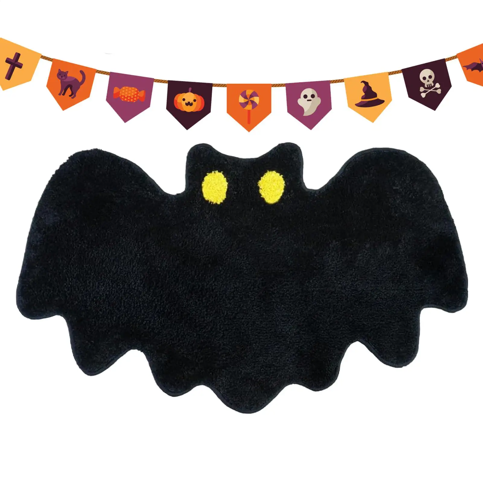 50*80cm Bat Door Mat Halloween Front Door Bat Rug Dirty-resistant Wear-resistant Slip-resistant Carpet Atmosphere Decoration