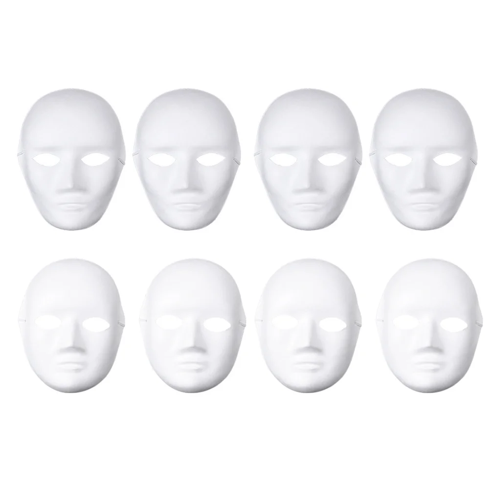 

4 Pcs Party Hand Painted Mask Pulp Face Masquerade Halloween White Blank Masks to Decorate