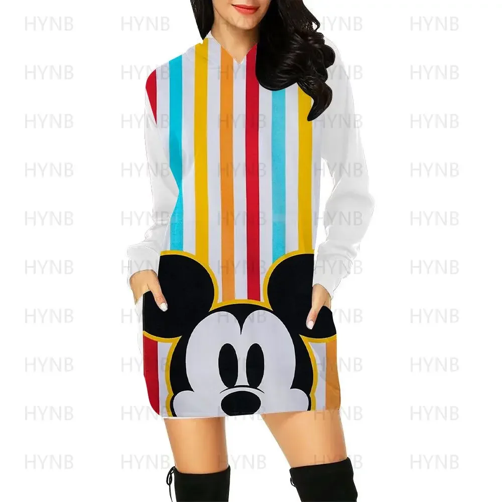 Elegant Dresses for Women Mini Dress Sexy Hoodie Minnie Mouse Chic Woman Evening Mickey 2022 Long Sleeves Clothes Sweater Dress