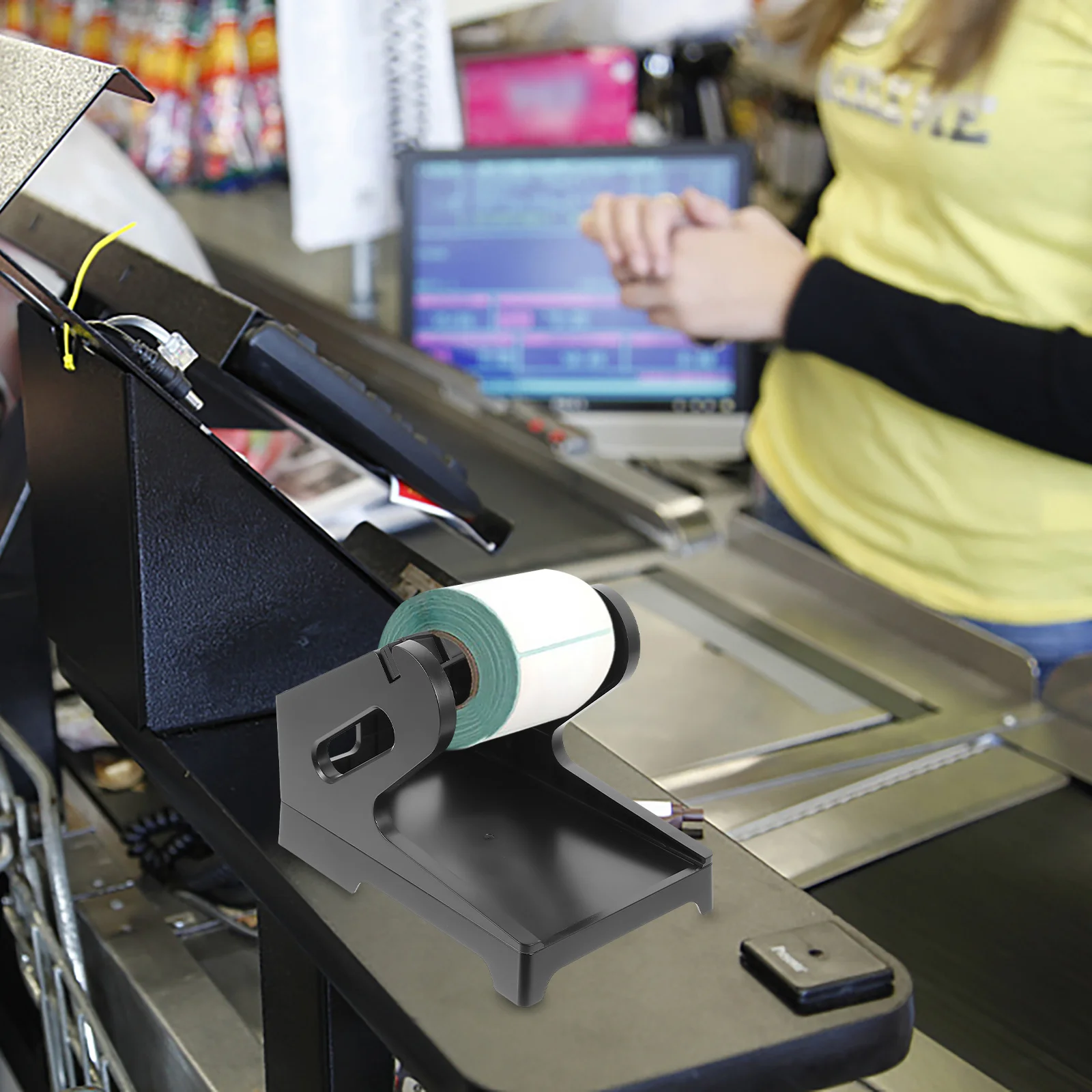 

1Pcs Dual Use Label Holder for Desktop Printer External Label Roll Holder Compatible with Fan-Fold Paper Organizer