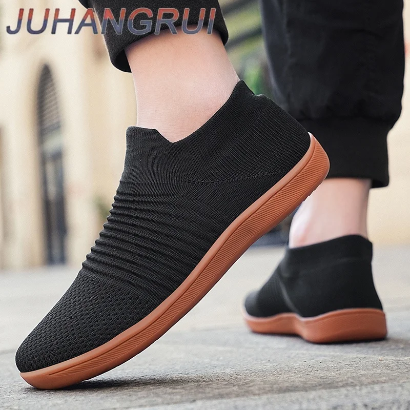 Men's Wide Foot Sports Casual Shoes Lazy Socks Shoes Mesh Breathable Summer Barefoot  Shoes Breathable Lightweight Rubber Bottom