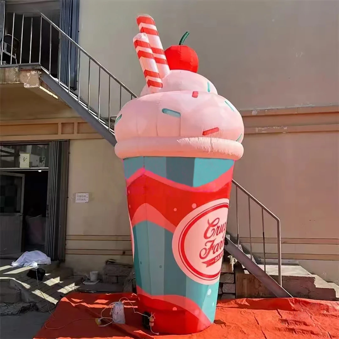 Giant Inflatable Ice Cream Cone Model Air Blow Sundae Balloon Summer Booth Decoration Event Stage Advertising Props