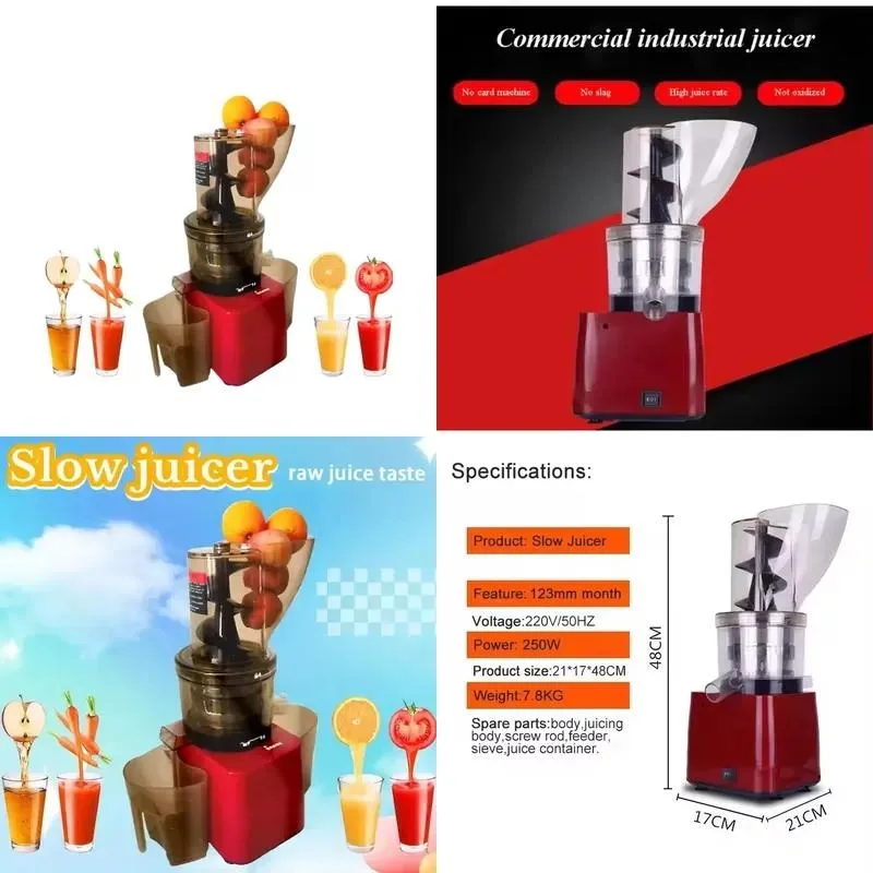 Commercial Grade Cold Press Hydraulic Slow Juicer for Citrus Fruit and Vegetable