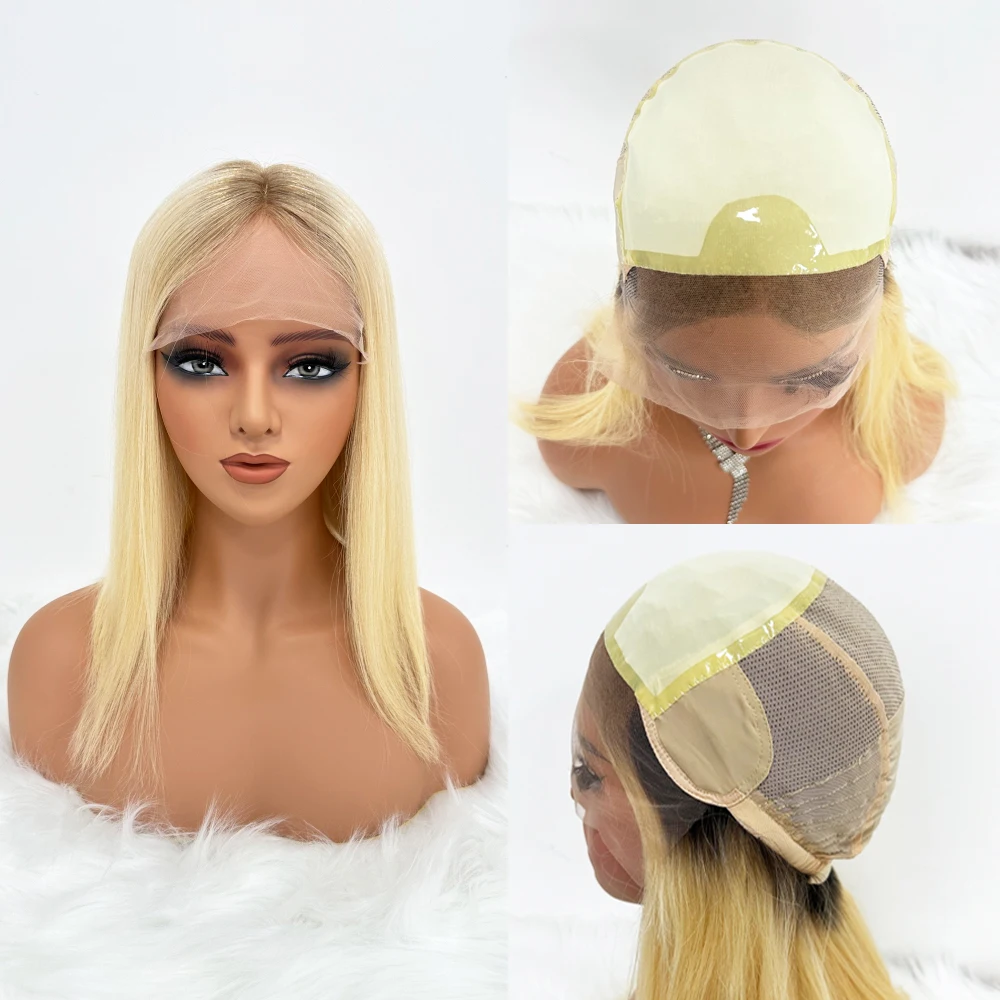 Custom Made Medical Wig Silk Top Lace Front Wigs with Baby Hair Transparent Lace Pu Inside Soft Fabric Cap Net Blonde Ombre Root