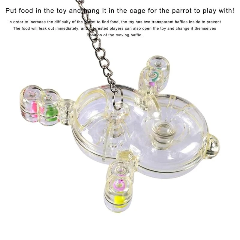 12PD Parakeets Toy Rotating Spinner Clear Feeder for Bird Foraging and Grinding Intelligence and Activity Toy for Indoor Bird