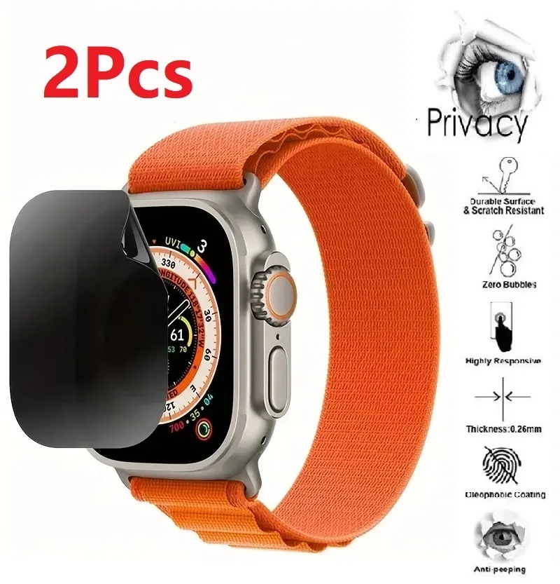 Privacy Hydrogel Film 2pcs for Apple Watch Ultra 49mm 45mm 41mm 40mm 38 44mm iWatch Series 8 7SE 4 5 6 Anti-Spy Screen Protector