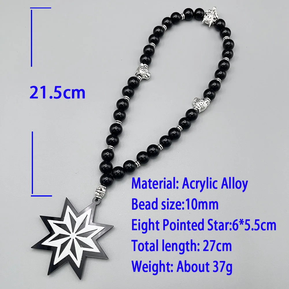 GS232 Pendant Octagonal Star Black White Acrylic 3D Stereo Exquisite Alloy Fox leopard Lion Car Rearview Mirror Gift Ornament