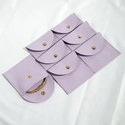 5Pcs New Light Purple 8x8cm Velvet Microfiber Jewelry Bags With Gold Button Snap Wedding Travel Party Gift Storage Dust Pouches