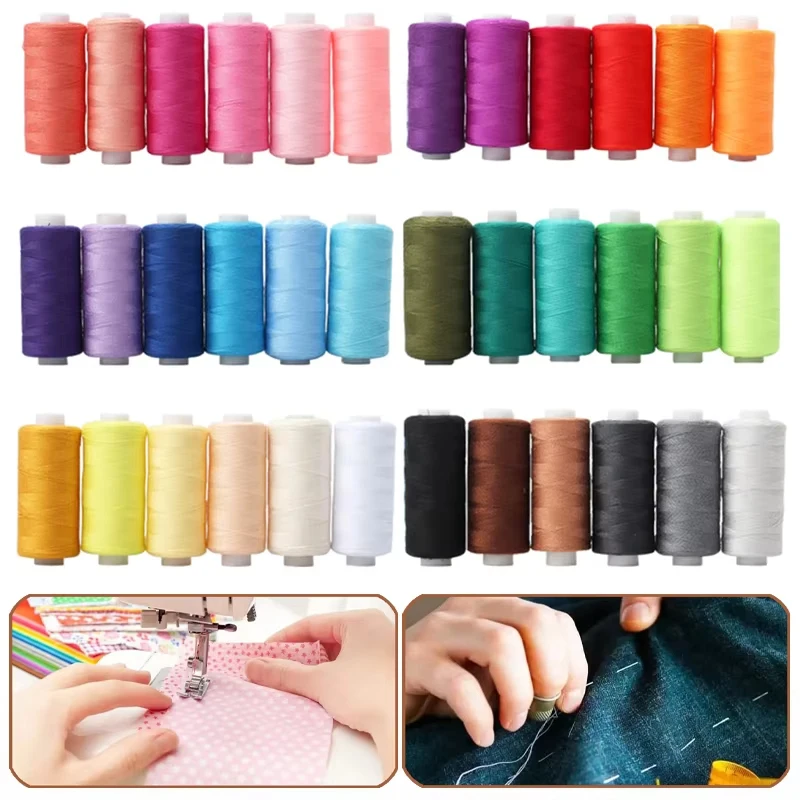 6/36 Farben Nähgarn Polyester Garn Nähgarn Rolle Maschine Handstickerei 400 Yard Jede Spule für Zuhause DIY Nähset