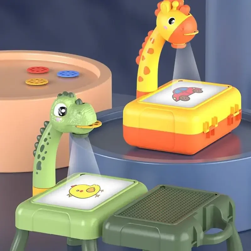 Projectie-schilderbord voor kinderen Multifunctionele opbergtafel Lichten Muziekprojector Tekentafel Verfspeelgoed voor kinderen Geschenken