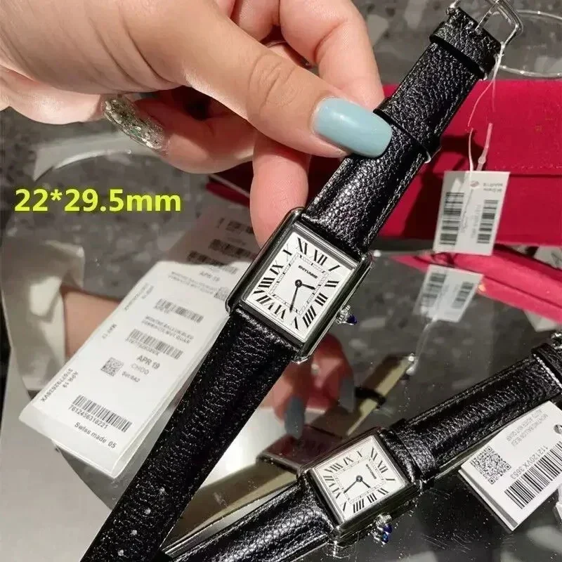 A333 Store CR حركة كوارتز ساعة رجالية نسائية موضة سترة مربعة بسيطة سوداء جلدية فضية ساعة