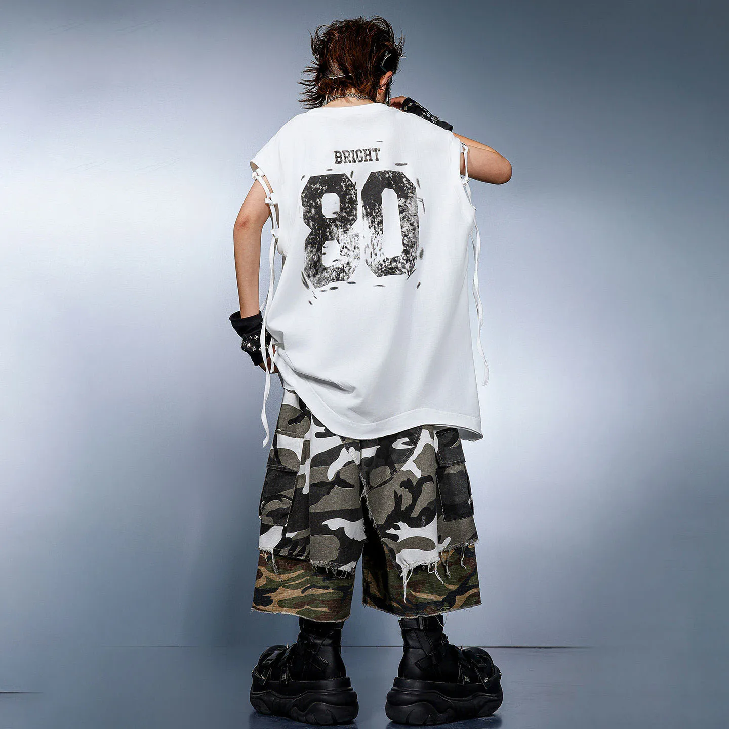 Vêtements Hip Hop Kpop pour enfants, débardeur Long à bretelles blanches, camouflage bloc de couleur, short Cargo, pantalon moyen pour filles et garçons, Costumes de danse