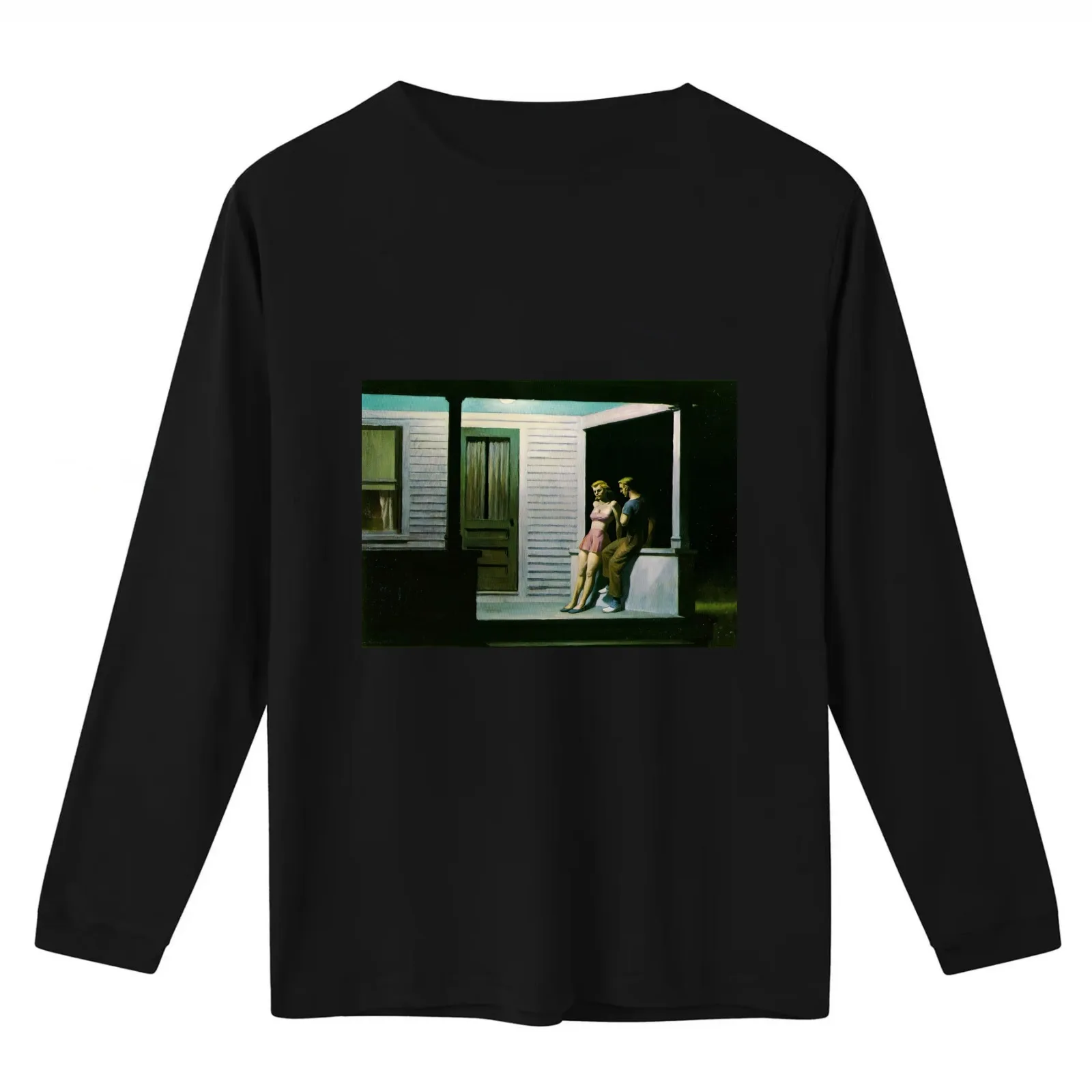 summer evening edward hopper paintings T-Shirt Summer Casual Cotton Tee Oversized Streetwear Tops Vintage Graphic Print