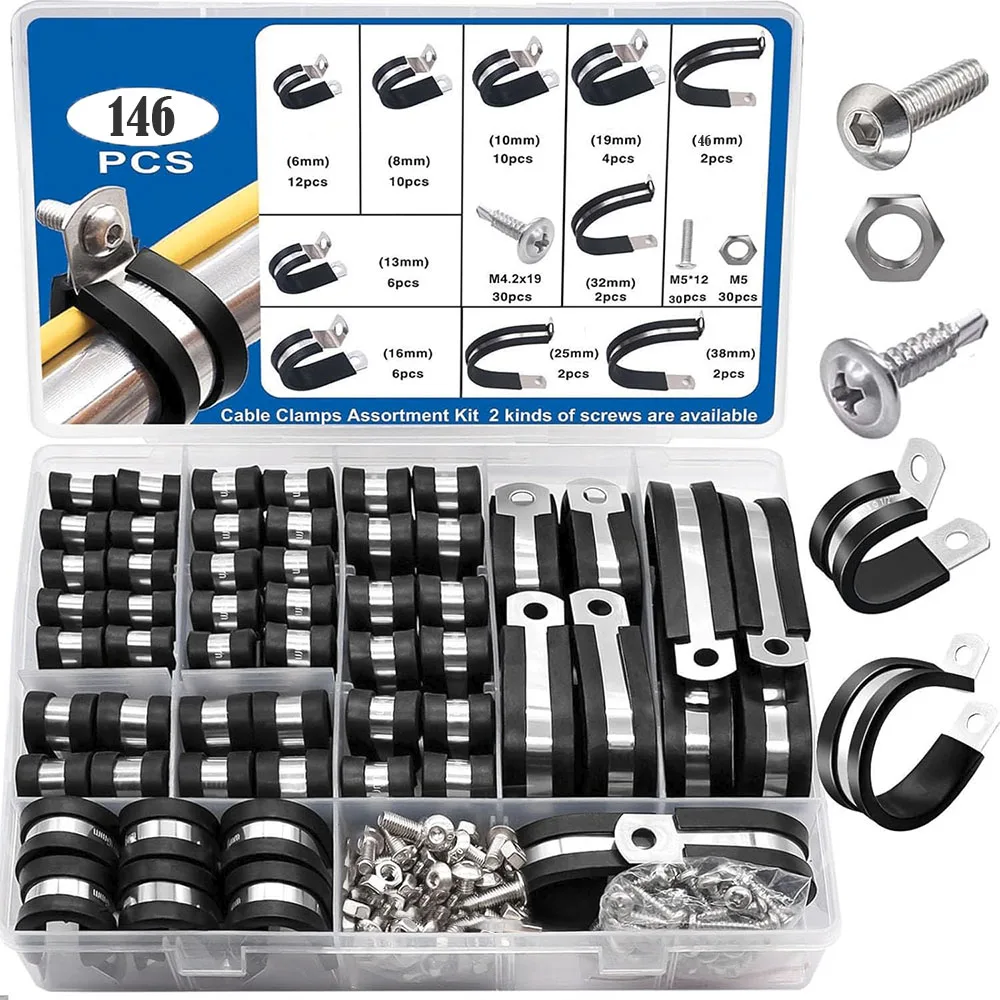 kit-de-serrage-de-cables-combine-146-pieces-en-acier-inoxydable-diametre-6mm-46mm-pour-fixation-de-fils-avec-coussinets-en-caoutchouc-en-acier-inoxydable-304