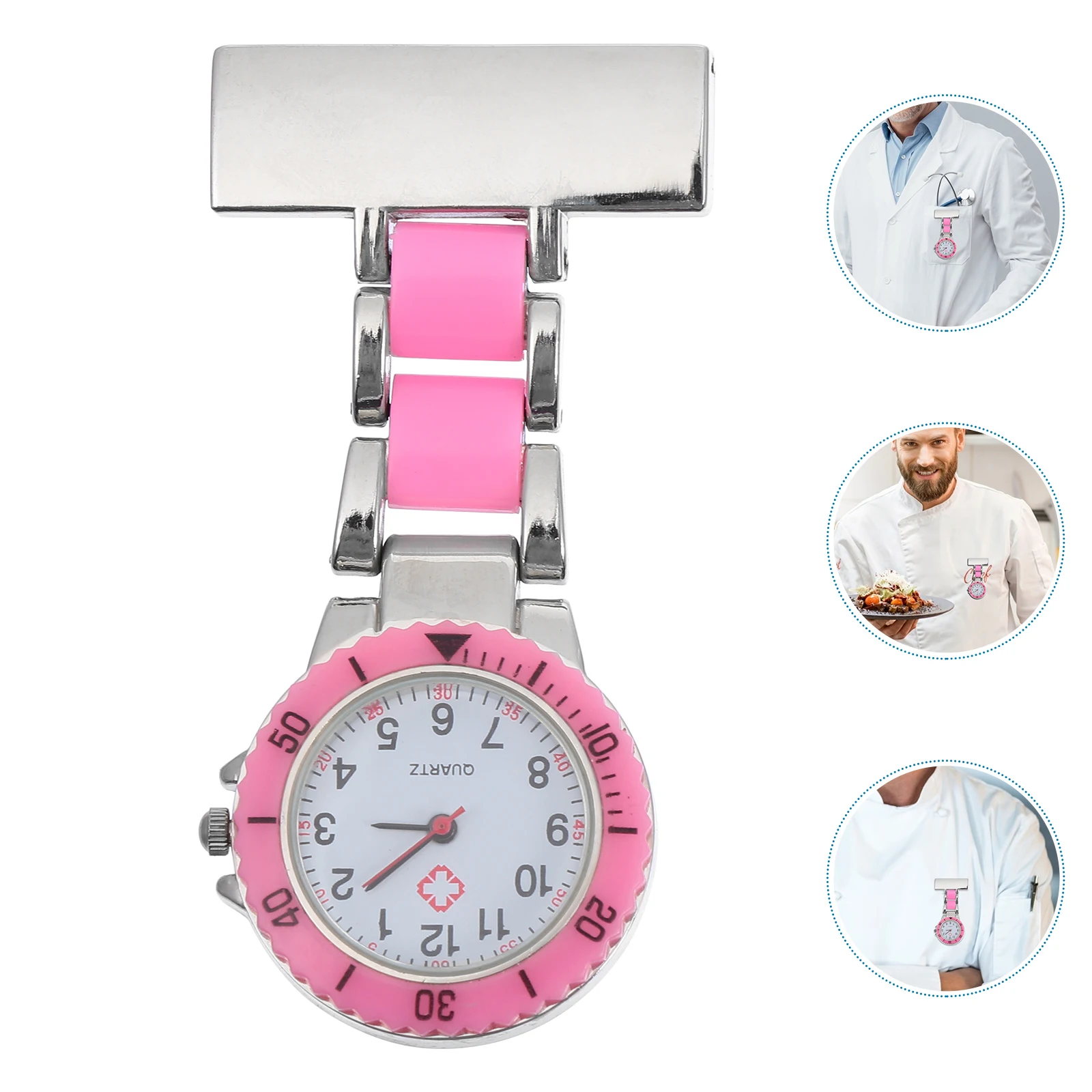 

Adorable Hanging Pocket For Students Nurses Girls Large Dial Quartz Timepiece Long-Lasting Chain Student Pocket Nurse Pink