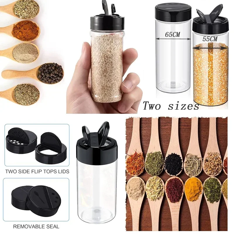 20Pcs 100ml-420ml Clear Plastic Spice Jar Empty Portable Pepper Shaker Seasoning Container For BBQ Spice Powder Dispenser Bottle