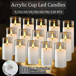 5-120PCS Flameless Candles Decoration Wedding Led Candles Artificial Electronic Candle Battery Candlelight Concert Acrylic Cup