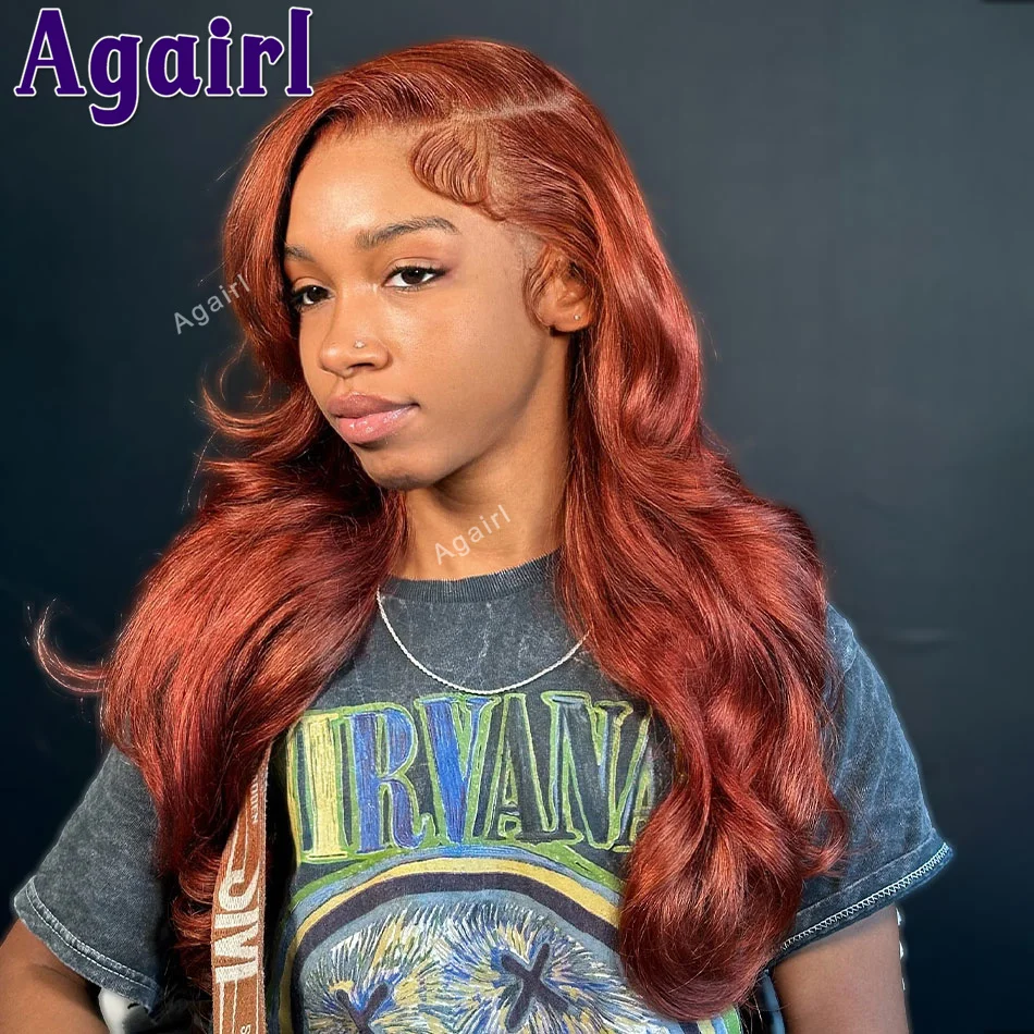 Reddish Brown 13x6 Lace Front Human Hair Wigs PrePlucked Ginger Brown 13x4 Lace Frontal Body Wave Wig Brazilian Colored Lace Wig