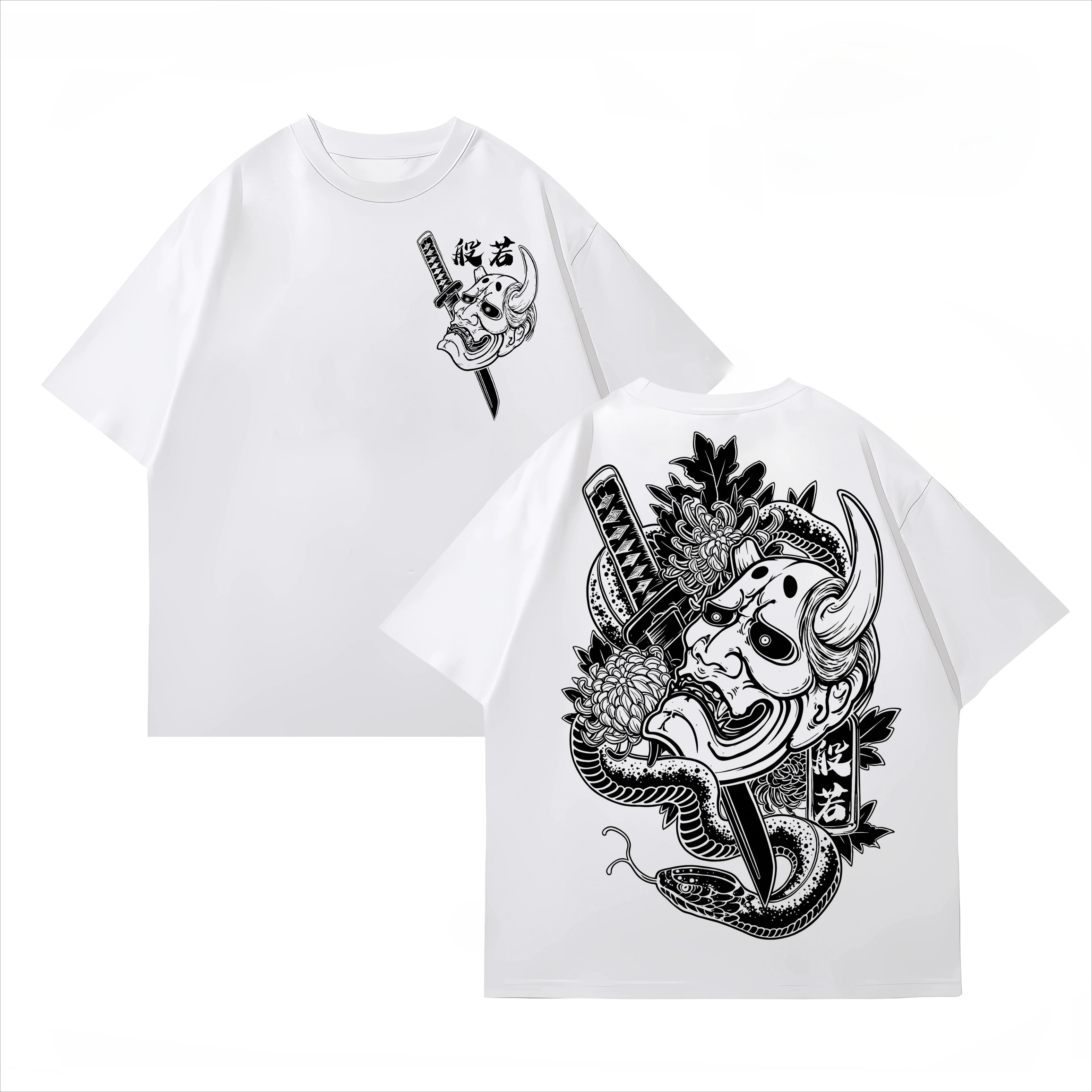 2026 Tide Brand Tattoo Artist Prajna T-shirt Print Heavy Short Sleeve Men Black Loose Fall Shoulder Country Tide Day Department
