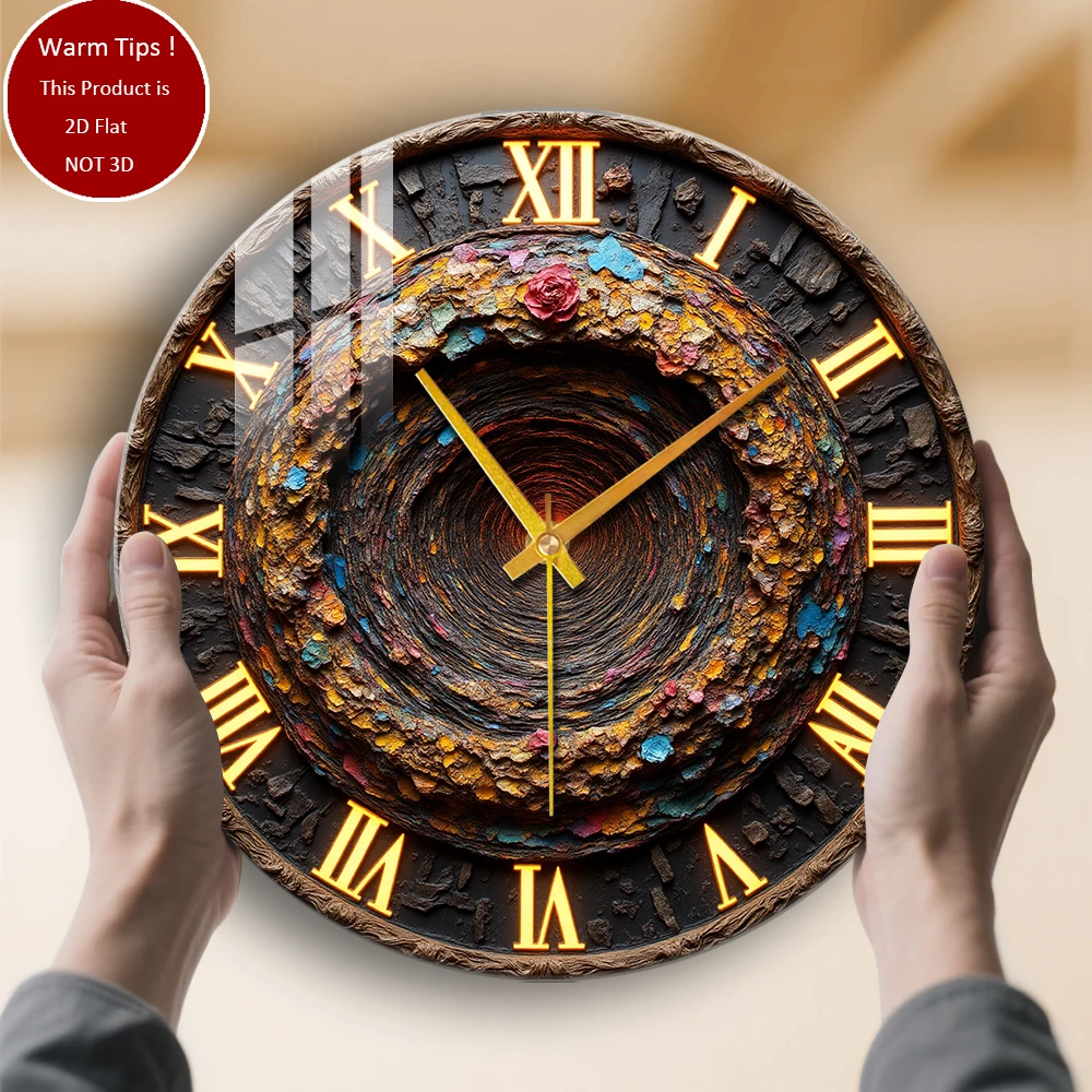 

Настенные часы из закаленного стекла, спиральные циферблаты с розой, подходят для настенного декора или настольного дисплея в любом месте