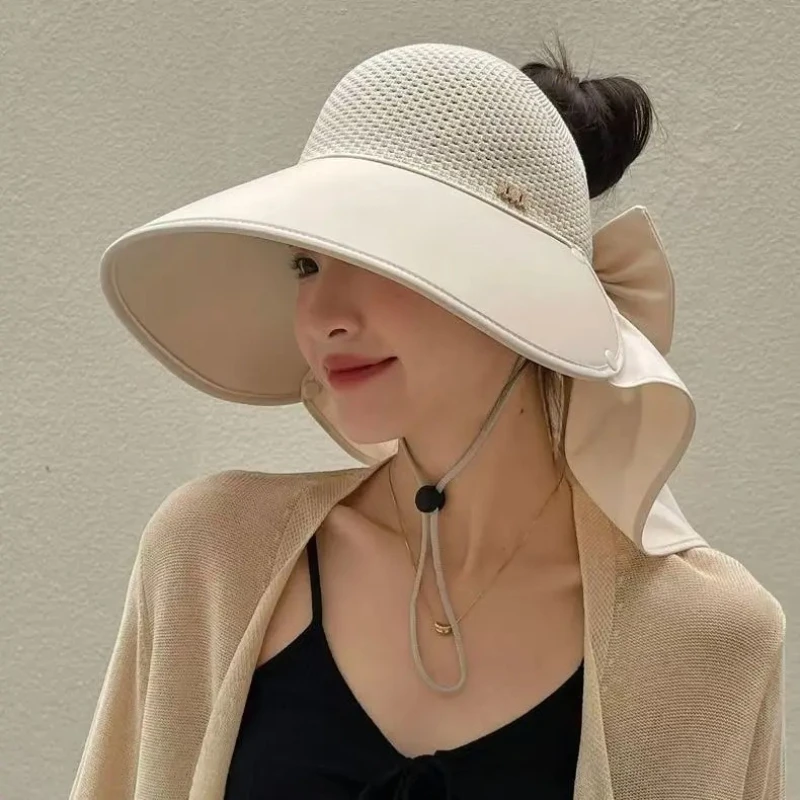 Summer Women Bucket Hat Outdoor Sun Bucket Hat Fishing Hiking Wide Brim Bucket Hat with Neck Cover 360° Sunscreen Caps - view 3