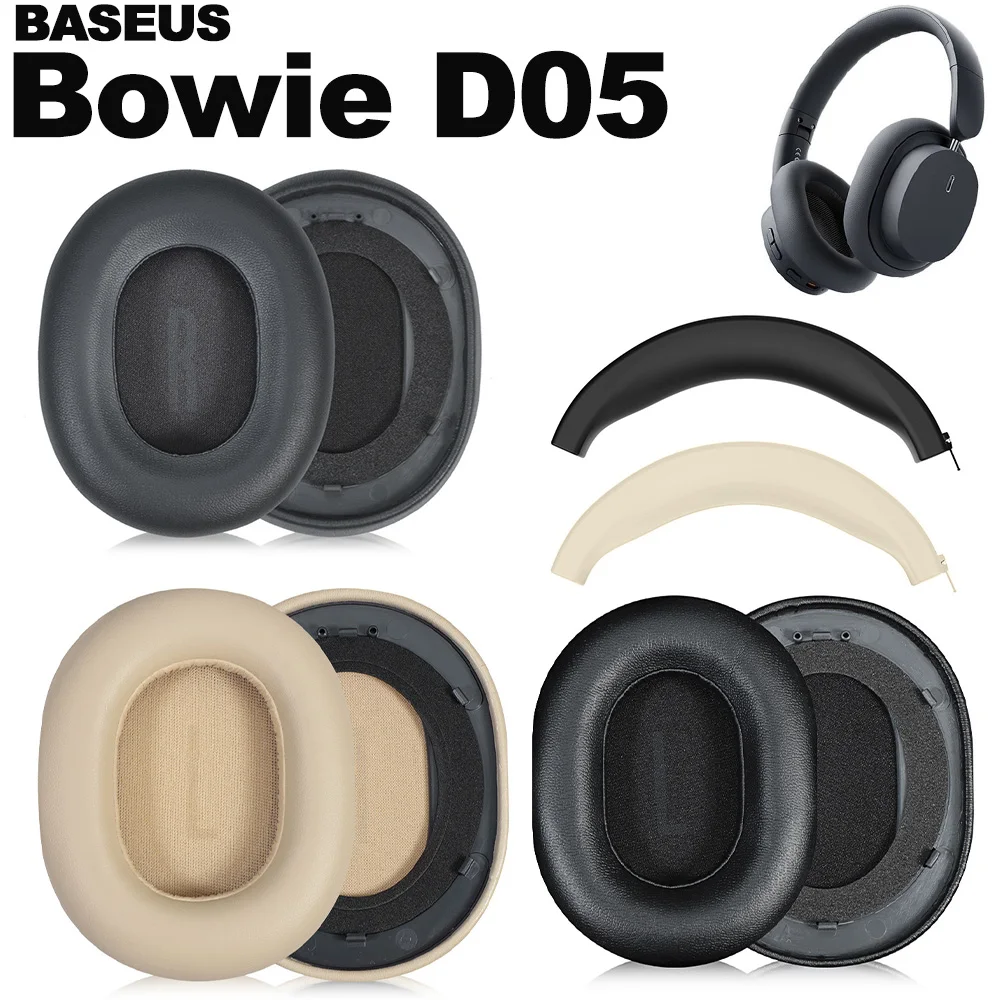 แผ่นหูฟังสําหรับ BASEUS Bowie D05 เปลี่ยนแผ่นรองหูฟังผ้าตาข่ายหน่วยความจําครอบคลุมฟองน้ํานุ่มโปรตีน