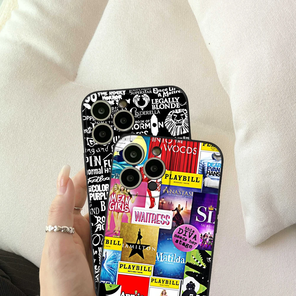 For IPhone 15 Broadway Musicals Collage Phone Case for IPhone 15 14 13 12 Pro XR XS 15 Plus Iphone Black Covers