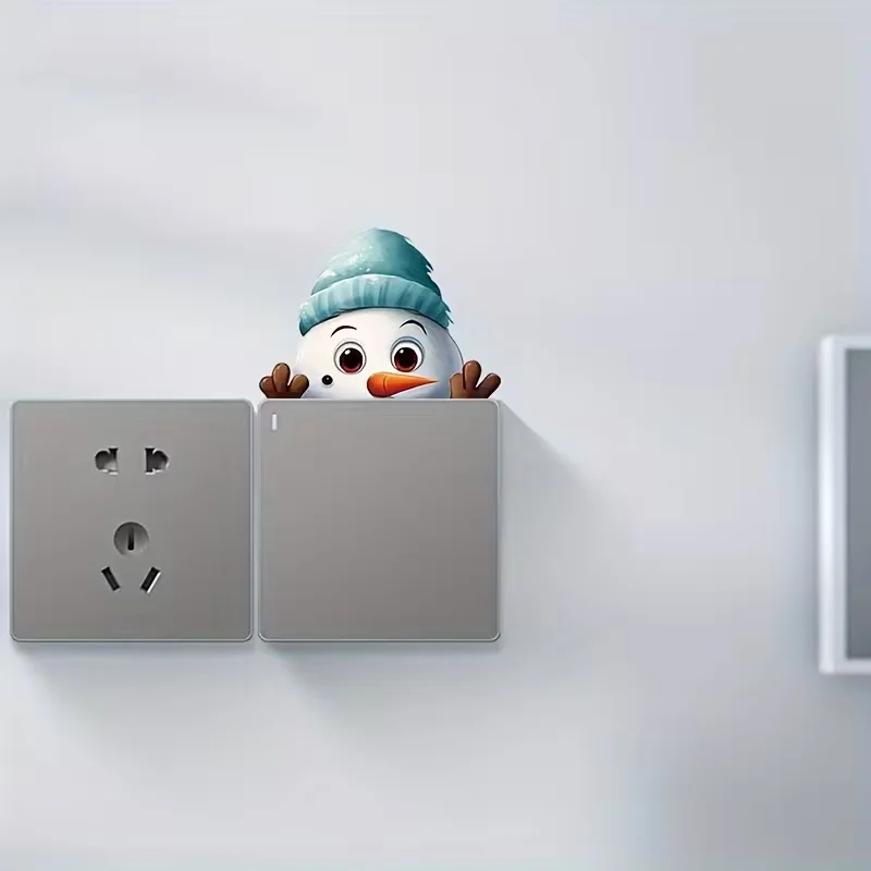 1 sheet, Christmas snowman switch sticker, bedroom living room home decoration wall sticker