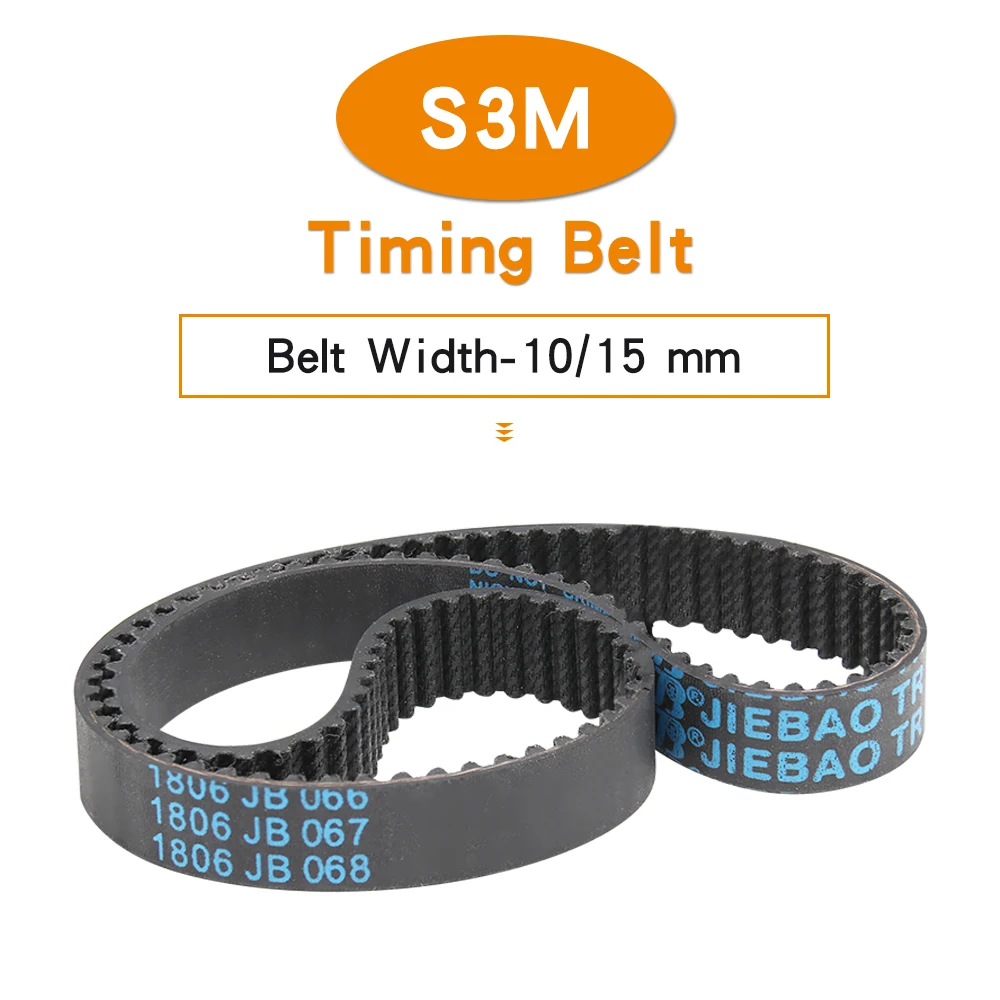 

Timing Belt S3M-492/501/504/507/510/519/522/525/537/540/558 Teeth Pitch 3 mm Closed Loop Rubber Synchronous Belt Width 10/15 mm