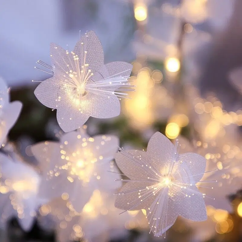 

LED Fiber Optic Flower String Lights, Battery Operated Soft Glow Decorative Lights for Indoor Outdoor Festival Wedding Birthday