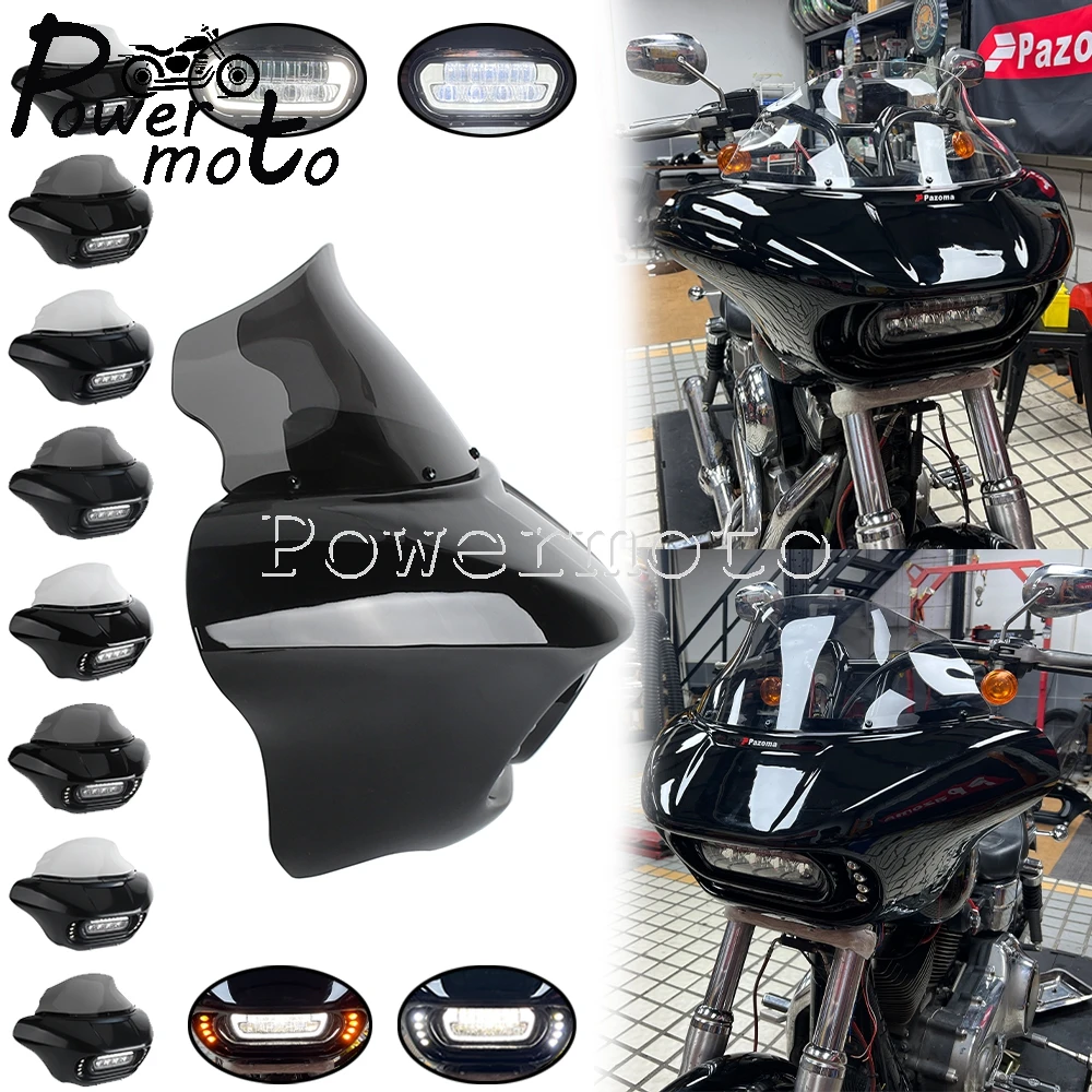 

Неокрашенный обтекатель в стиле Shark Club для Harley Dyna FXDL FXDLS FXDF FXDFSE FXDBI Street Bob, ветровое стекло, защита фары