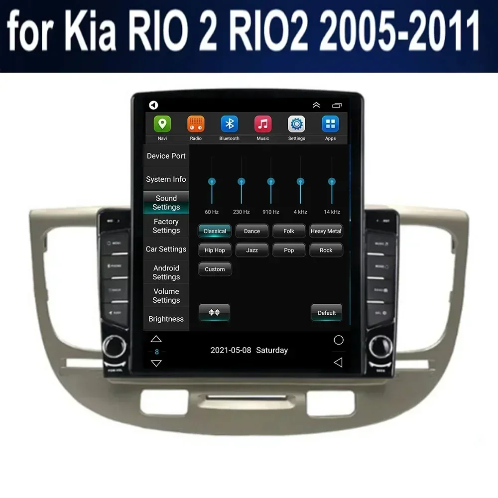 Для Tesla Style 2Din Android 13 Автомобильный радиоприемник для Kia RIO 2 RIO2 2005-2011 Мультимедийный видеоплеер GPS Стерео Carplay DSP RDS Камера