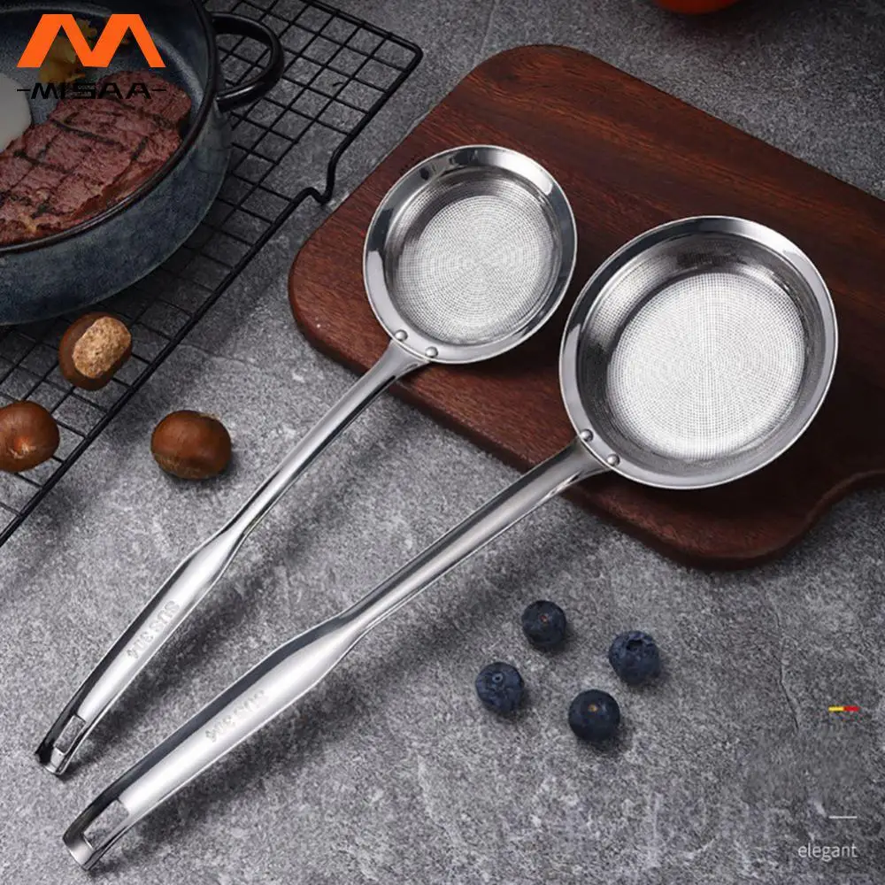 Oil Filter Spoons Rustproof Mirror Polishing Process Silver Stainless Steel Kitchen Gadgets Household De-oiling Colander 59g