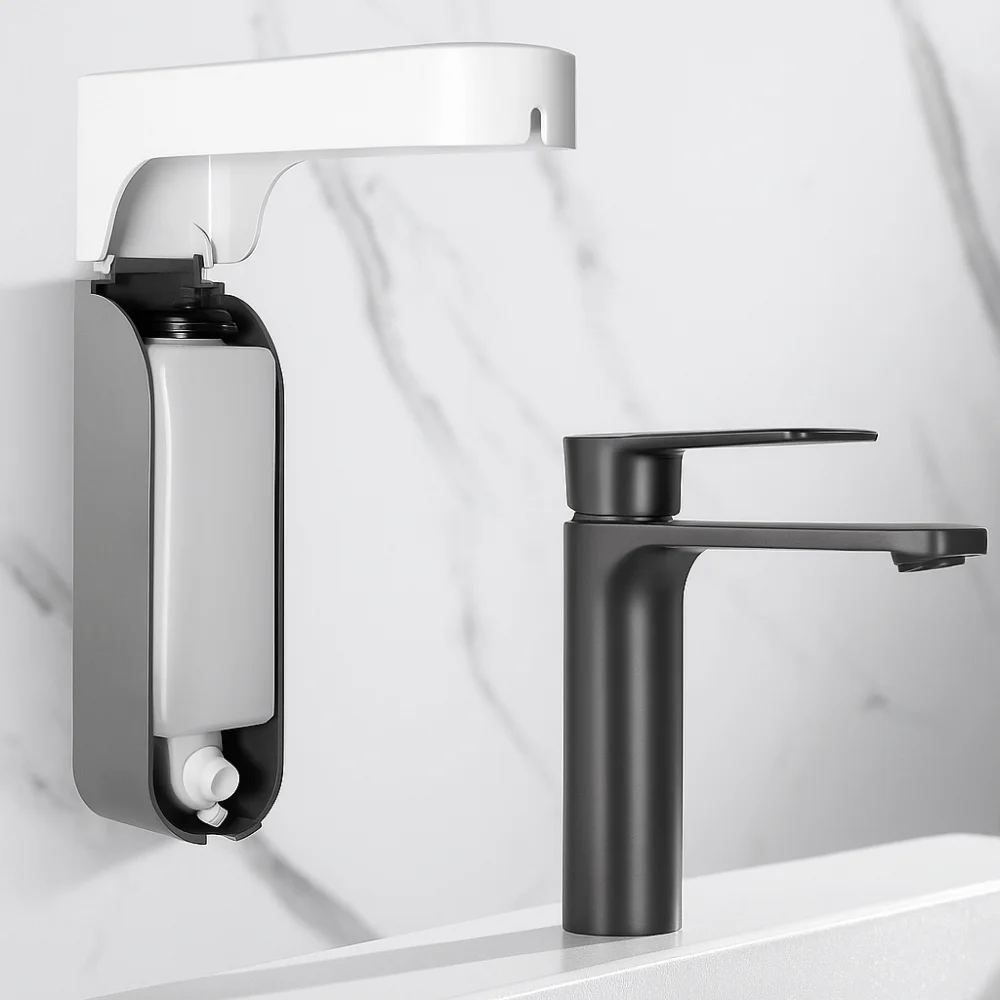Wall Mounted No-Drill Soap Dispenser Anti-Drip Design Liquid Soap Wall Mount Soap Dispenser Press Pump Durable