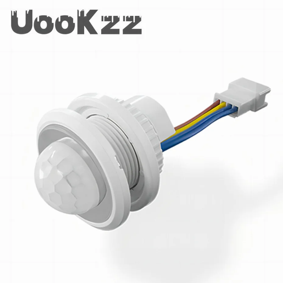 Uookzz-LED PIR ajustável Delay incorporado Detector infravermelho do corpo humano, interruptor do sensor de movimento infravermelho, AC85V-265V