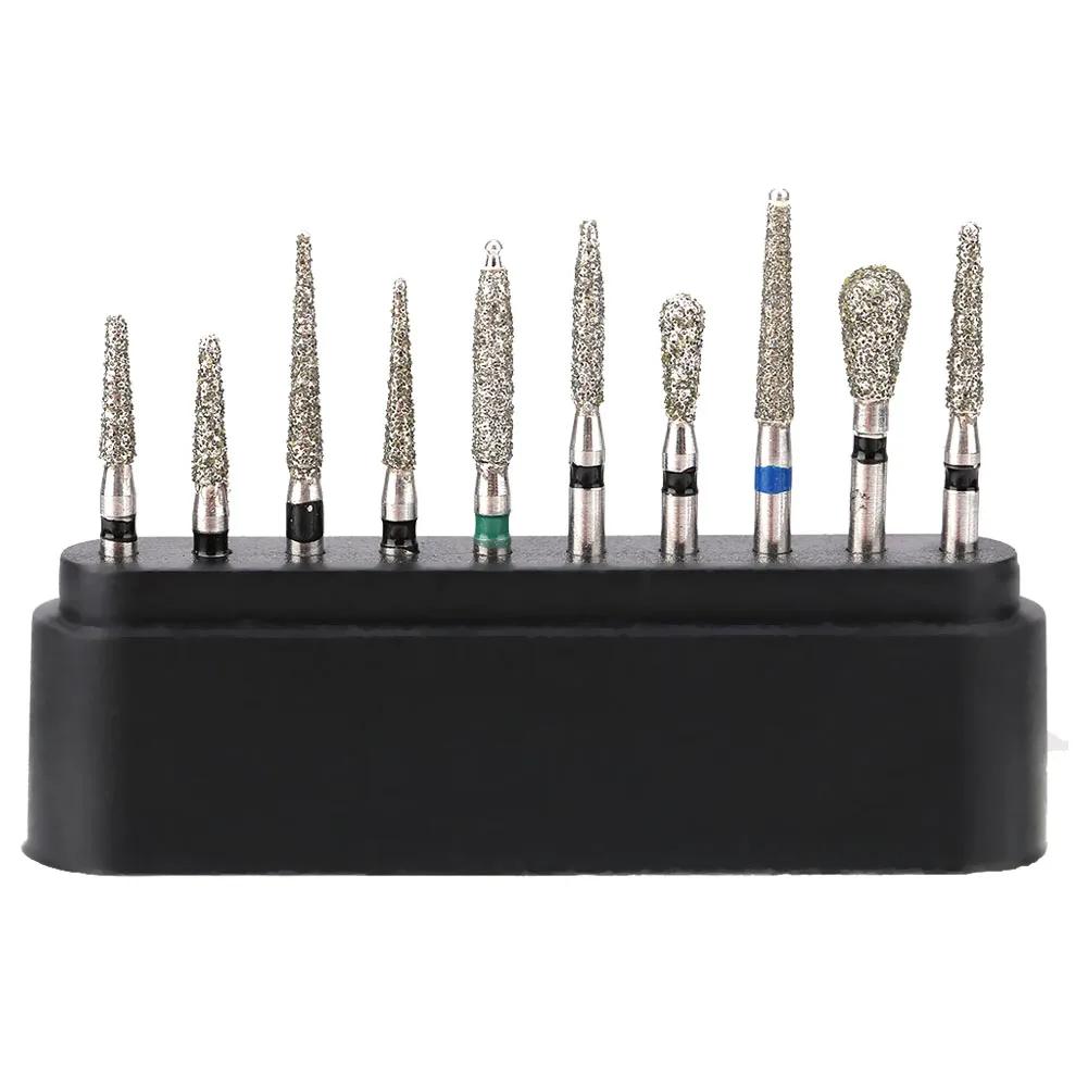 

10Pcs/set Dental Diamond Burs Drill 1.6mm High Speed Handpiece Emery Bits Kits Dentist Ceramics Teeth Polisher Whitening Tools