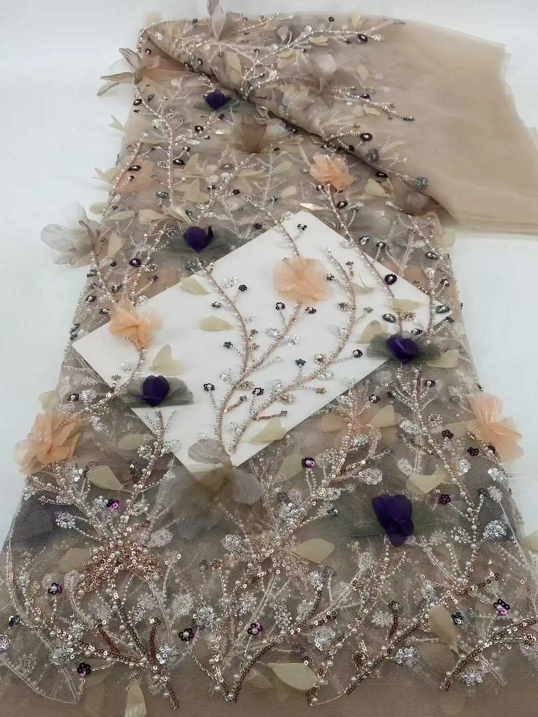 ใหม่ 3D Appliqueผ้าคุณภาพสูงลูกไม้แอฟริกันผ้า 2025 ภาษาฝรั่งเศสคําสุทธิลูกไม้ผ้าเย็บปักลูกไม้Tulleไนจีเรียชุด.