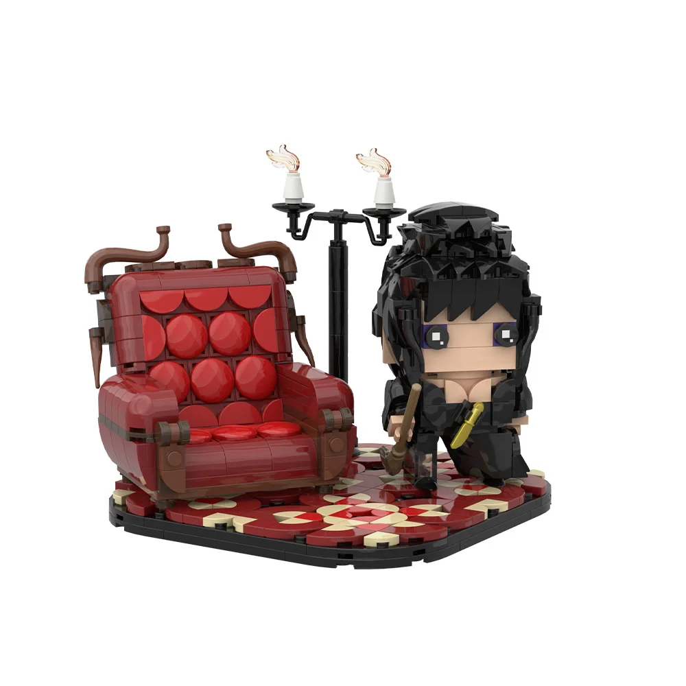 

Elvira Mistress of the Dark Building Blocks Horror Movie Hostess Figure Macabre Mobile Stage Diorama Toys Adult Fans Gift