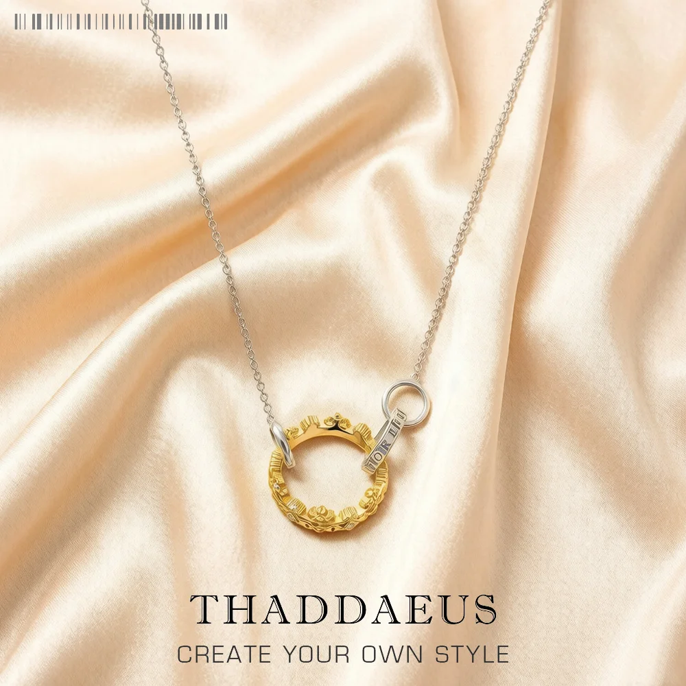 Collier couronne royale en or, chaîne à maillons, bijoux fins élégants, Europe, argent sterling 925, tout nouveau cadeau romantique pour femmes