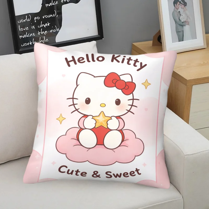 

Hello Kitty Sanrio Throw Pillow Kawaii Pink Cloud Star Print Cushion Sofa Bedroom Cute Sweet Style Accent Pillow