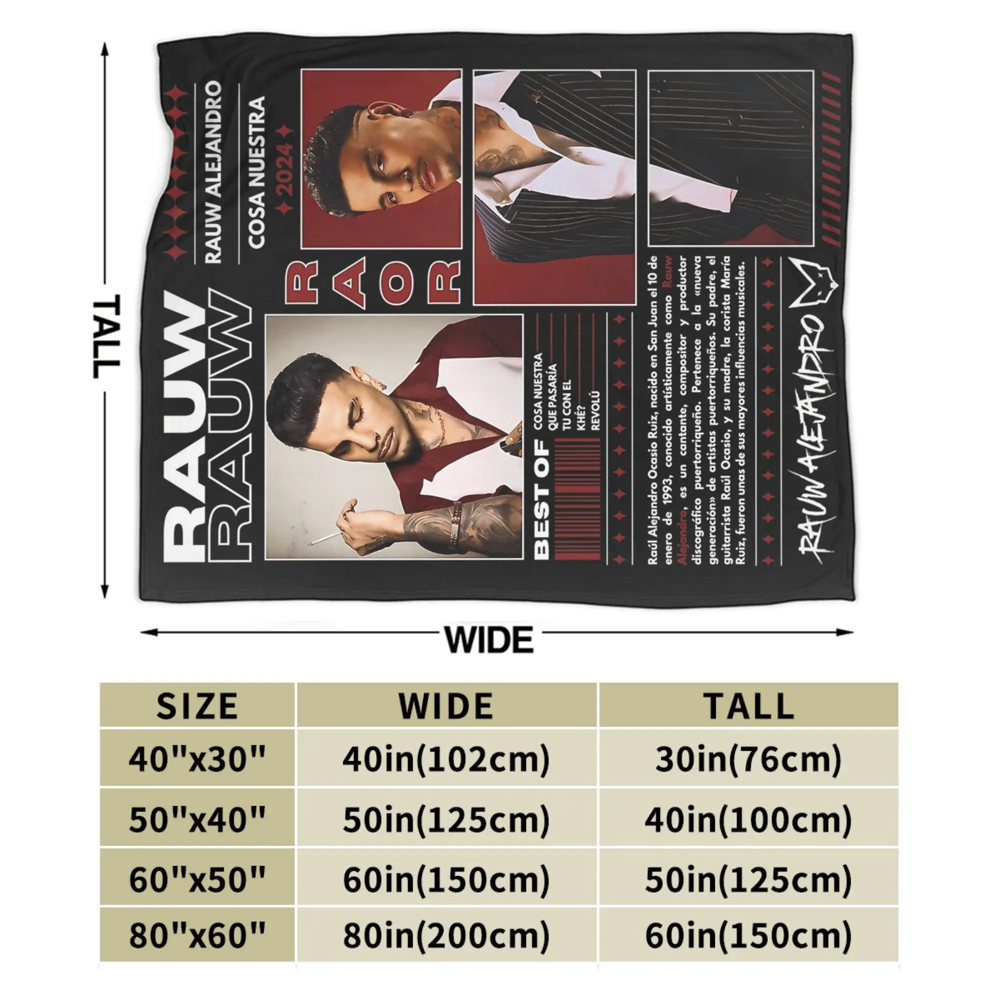 Rauw Alejandro Raor البطانيات الفانيلا الخريف/الشتاء المحمولة لينة رمي بطانية للسرير السفر أفخم رقيقة لحاف #3