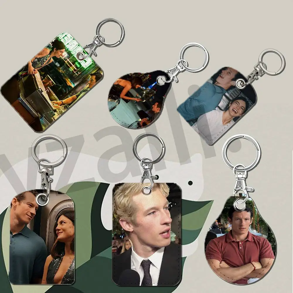 C-Callum Turner  O-One Night O-Only Protective Printed Leather Card Case Metal Keychain for Bank Credit Bus Subway ID Cards
