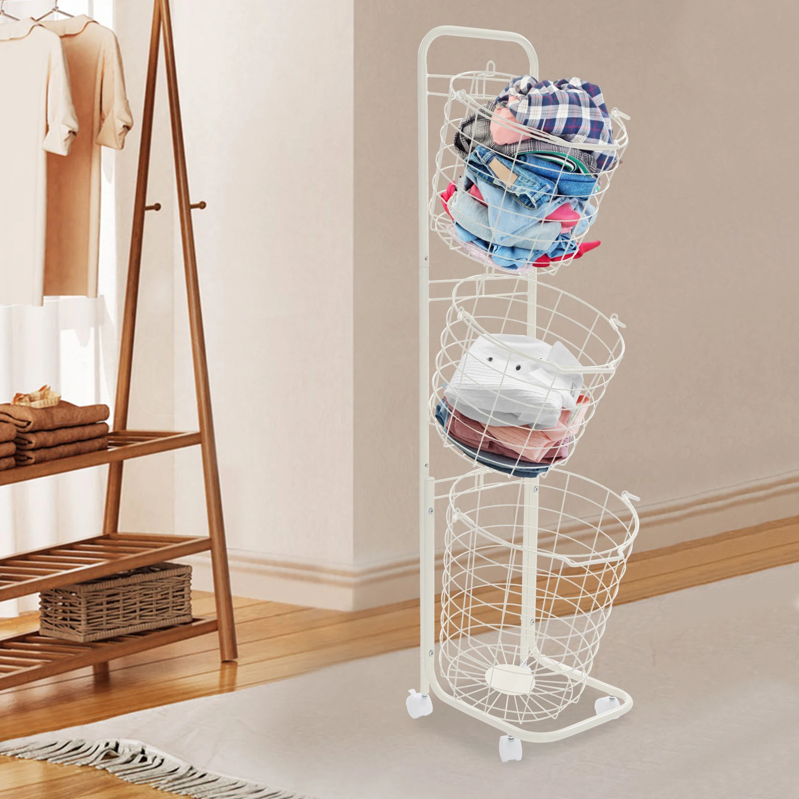 

Space-Saving Vertical Laundry Hamper With 4 Universal Wheels 2 With Brakes Flexible Movement Stable Fixation