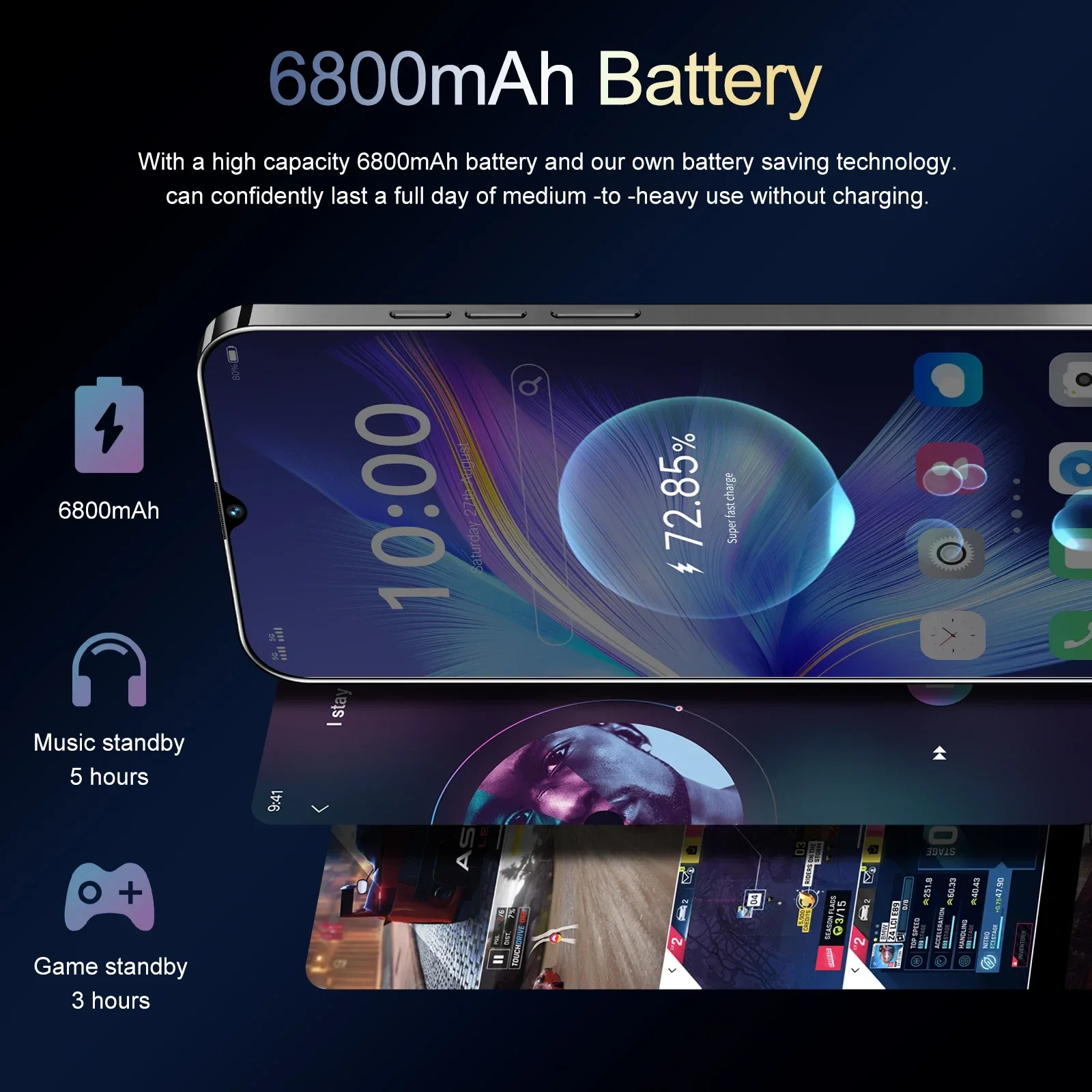 Telefone celular Note30 Pro atualizado com sistema Android 14, tela HD de 6,8 polegadas, 16 GB de RAM, bateria de 6800 mAh e 5G Snapdragon 8 Gen3