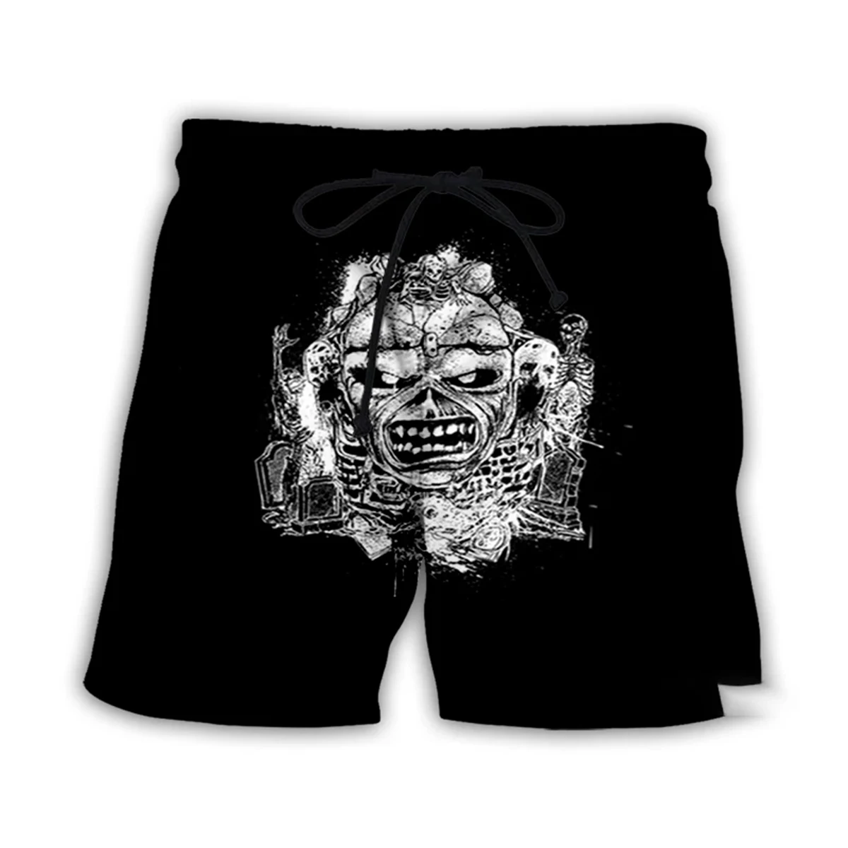 

Men's Gothic Skeleton 3D Print Beach Shorts - Retro Horror Style Summer Street Fashion Quick-Dry Vacation Wear