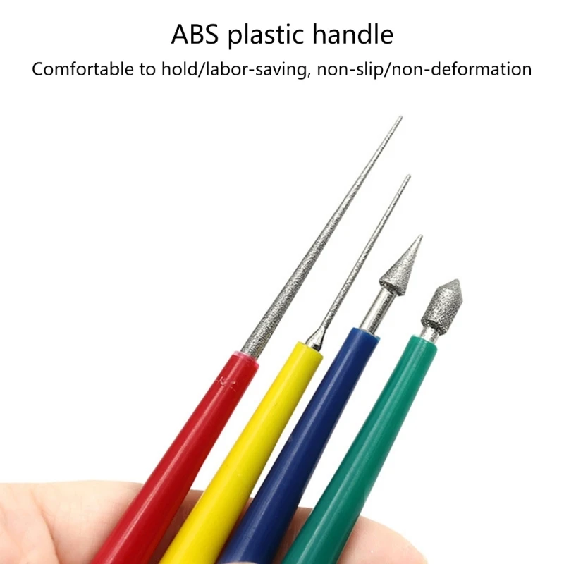 เพชร Tipped Bead Reamer เครื่องประดับรูเปิดชุดเครื่องมือขยายหลุมลูกปัดไม้และอัญมณี 4 ขนาดรวม M4YD