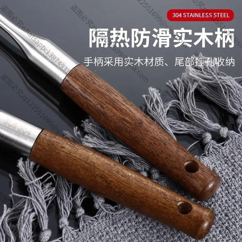 

Подходит для набора кухонной утвари, лопатка из нержавеющей стали 304, лопатка для жарки, кухонная бытовая кухонная утварь, деревянная ручка