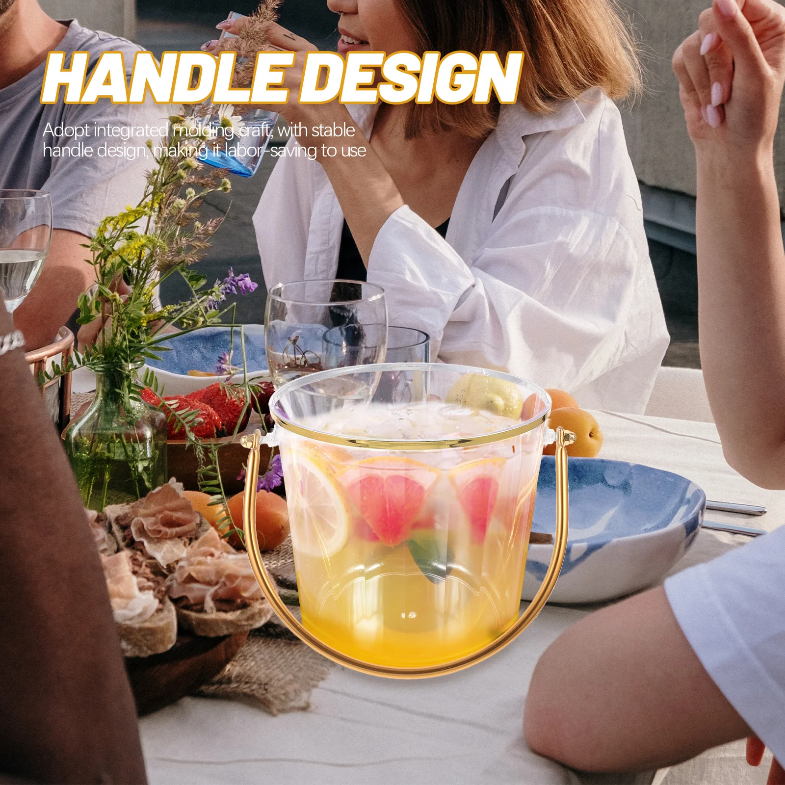 

Plastic Ice Bucket Transparent Large Capacity Portable Cold Drink Holder Bar Ktv Household Wine Cooler Ice Container