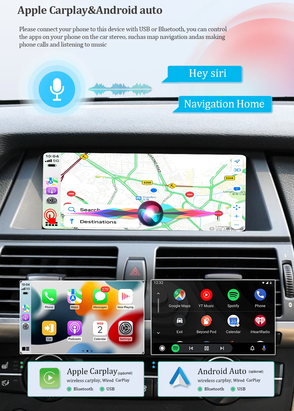 Wit-Up for BMW Apple CarPlay X5 E70 X6 E71 X72  8.8 Touch Screen Upgrade Android 14 Android Auto Radio Wireless Google Maps